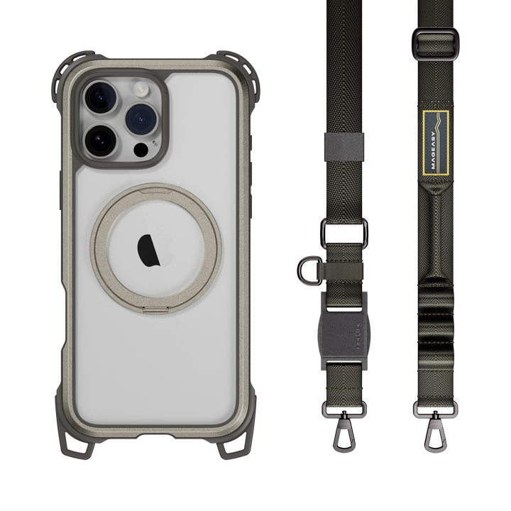 Odyssey Ultra M + Strap Magnetic 360 Stand Guard Protective iPhone 16 Case with Fidlock Lanyard